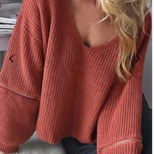 Zipper sleeve sweater